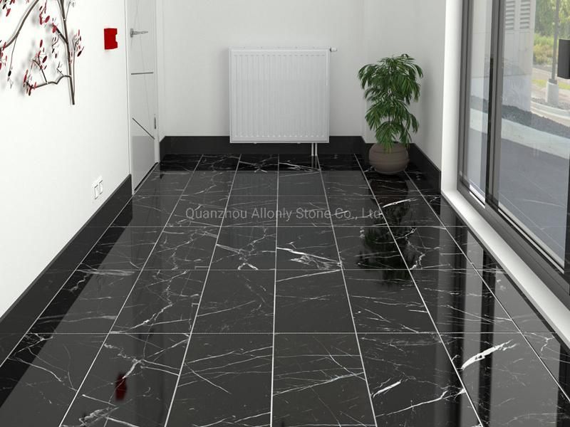 China Cheap Black Marquinia Marble Price Floor Tiles 600X600 Marble