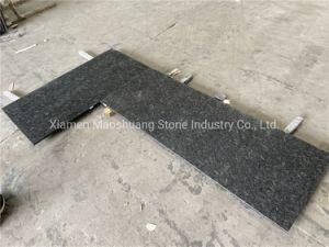 Polished Eased Edges Steel Grey Granite Stone Kitchen Countertops with Island