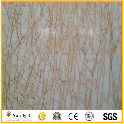 Polished Golden Spider Marble, White Marble Tile with Gold Veins