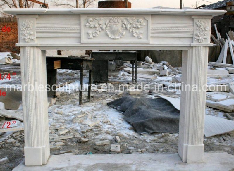 Hot Selling Carved Natural White Marble Fireplace (SYMF-209)