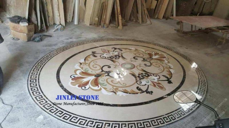 Natural Stone Marble Mosaic Pattern Water Jet Medallion for Flooring