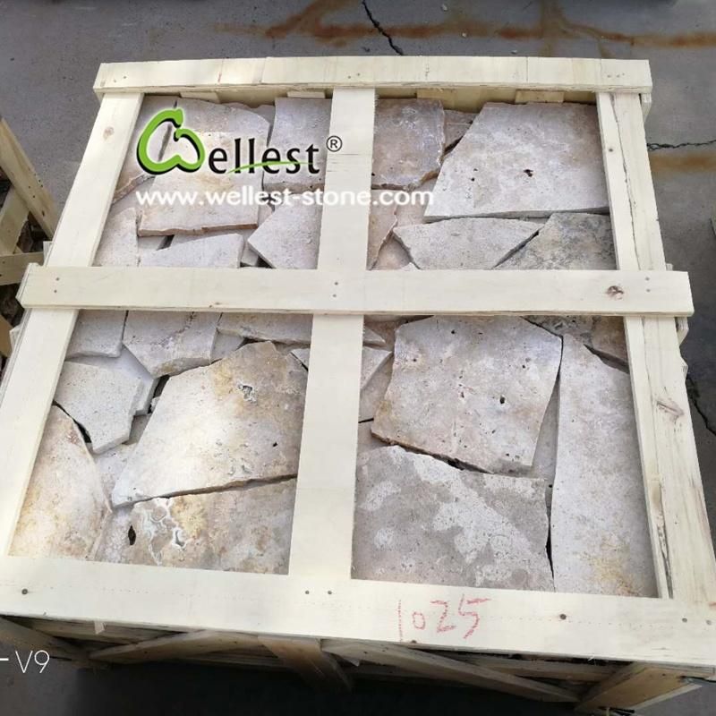 Travertine Flagstone Pattern and Irregular Flagstone Patio
