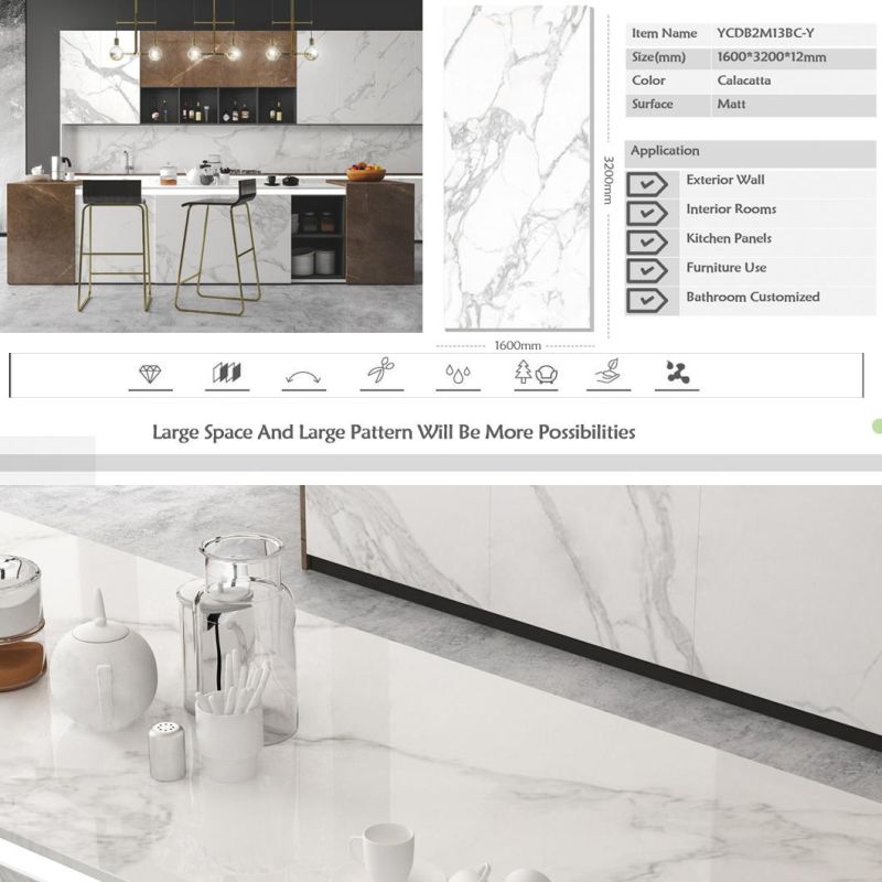 China Factory Artificial Sintered Stone Porcelain Slab Carrara White Marble Natural Granite Quartz Stone Kitchen Top Countertop Customized with Cabinet