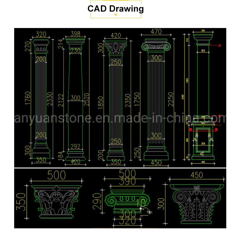 Granite Building Design Dragon Pillar Carved Chinese Dragon Column