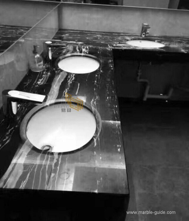 Chinese Polished Silver Dragon Black Marble Slab for Bathroom Vanity Top/Countertop/Tabletop