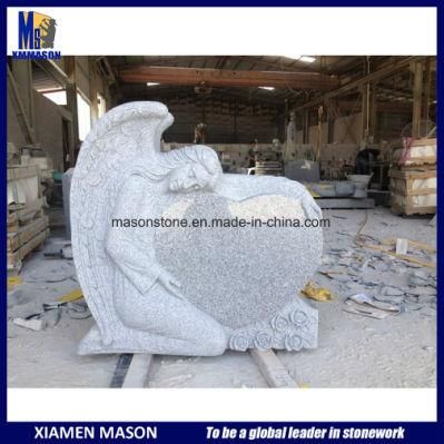 Carved Angel Holding Heart Memorial Headstones