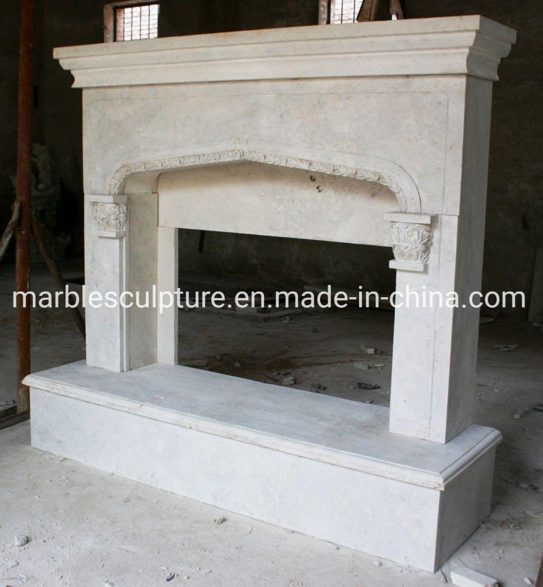 Simple Style Cheap Price Home Decoration White Marble Fireplace (SYMF-053)
