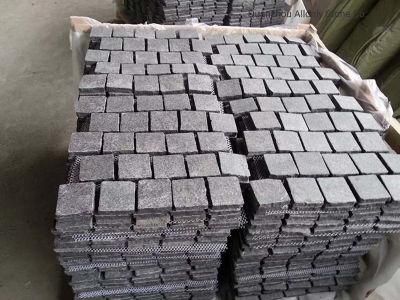 Wholesale G684 Black Basalt Mesh Back Pavers Cobblestone for Driveway