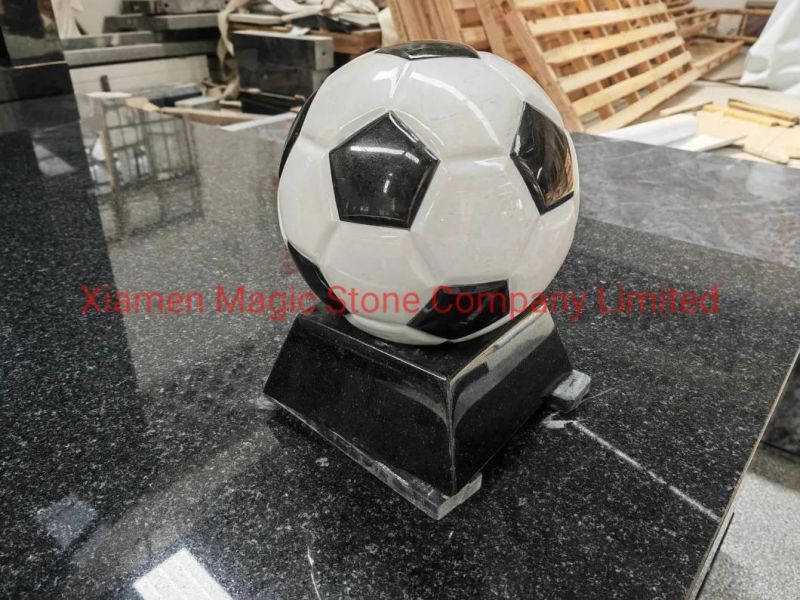 Chinese Natural Stone Design Black Granite Football Headstone