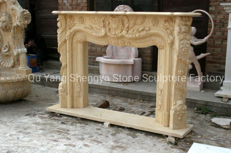 Beautiful Home Decoration Elegant Natural Indoor Carved Marble Fireplace (SY-MF335)