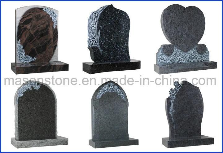 Small Upright Saddle Check Shape Indian Black Granite Tombstone