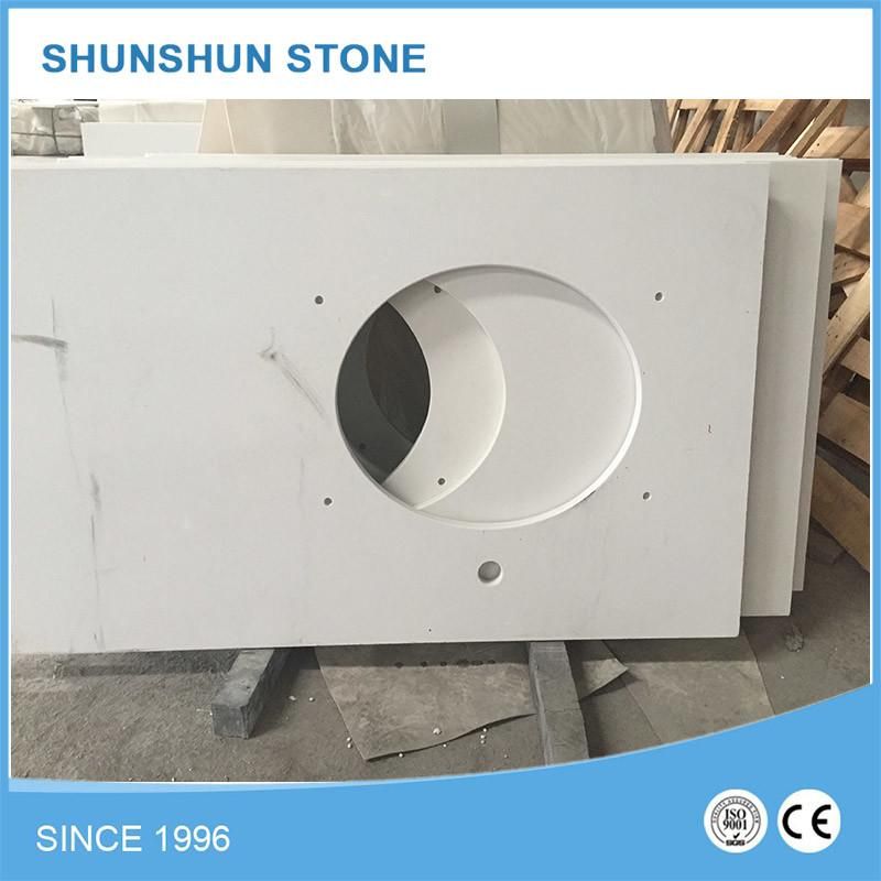 Customized High Quality White Quartz Vanity Tops for Bathroom