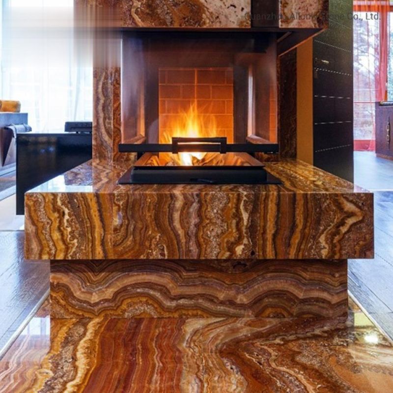 Natural Backlit Interior Wall Cladding Panel Transparent Wooden Vein Onyx