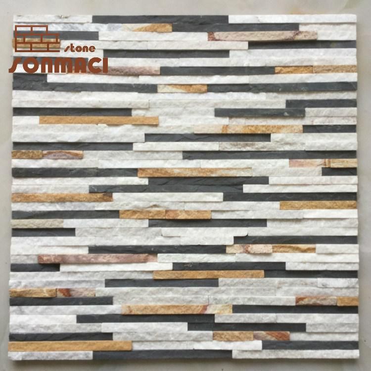 Esay Installation Mixed Color Stacked Stone Wall Cladding