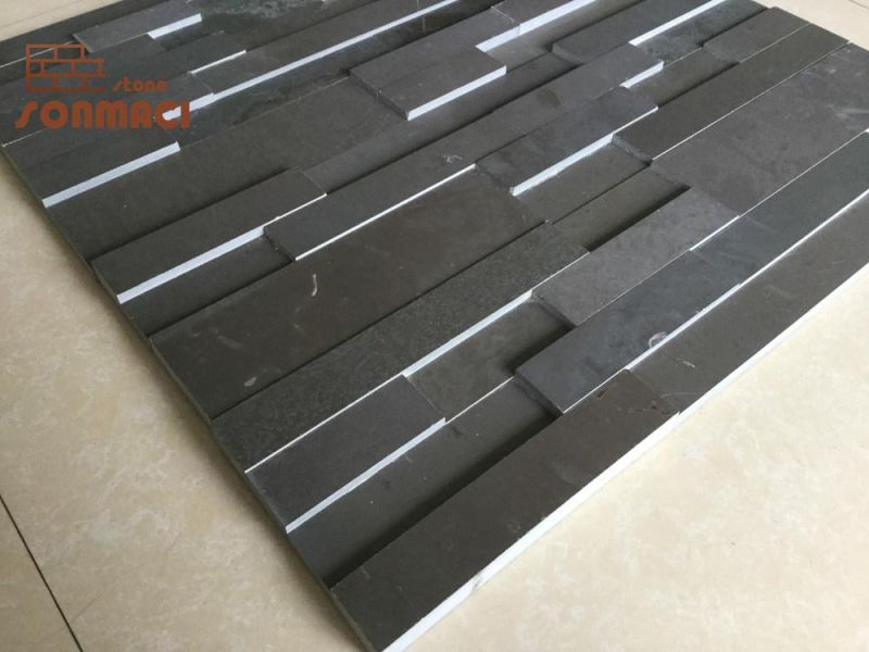 Outdoor Black Slate Cultured Stone Wall Cladding
