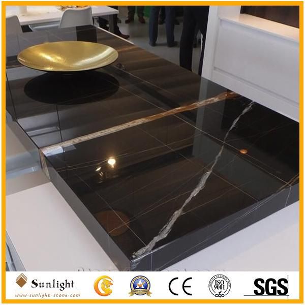 Custom Polished Italian Calacatta White Marble Round Desk, Table Tops