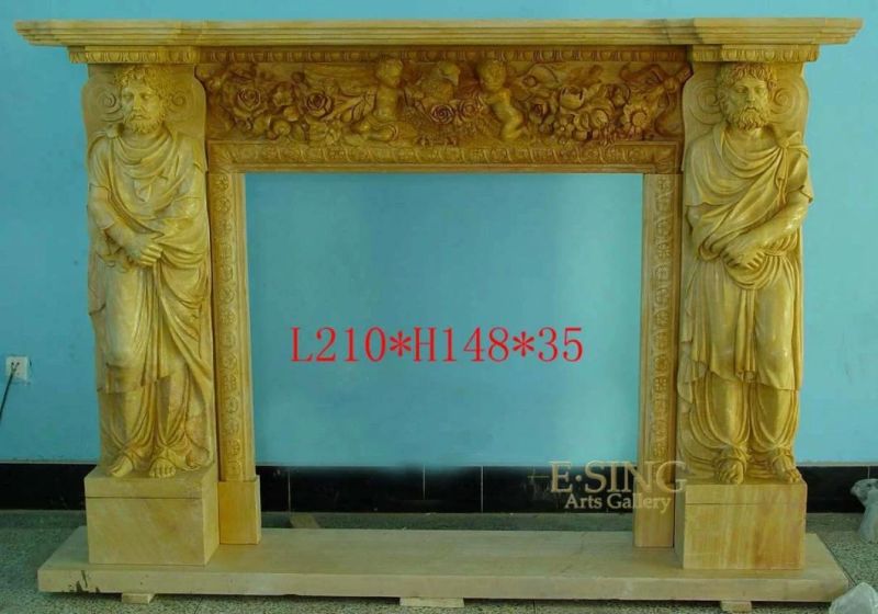 Stone Fireplace Manufacturer Electric Indoor Marble Statue Fireplace for Household