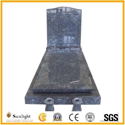 Blue Pearl Granite Tombstone Monument with Upright Headstone