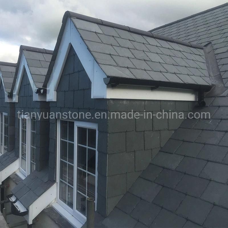U-Shape Black Natural Spit Surface Roofing Slate Stone