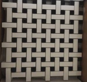 Carla White &amp; Nero Marquina / Marble Linear Strips Mosaic Tiles