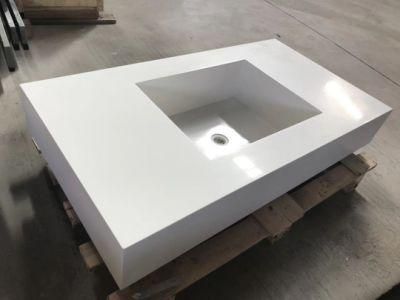 White Solid Multi Color Quartz Countertops with Single Sink