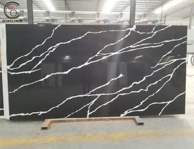 Tce2043 Wholesale Price Black Calcutta Calacatta Marble Looking Quartz Stone with White Veins