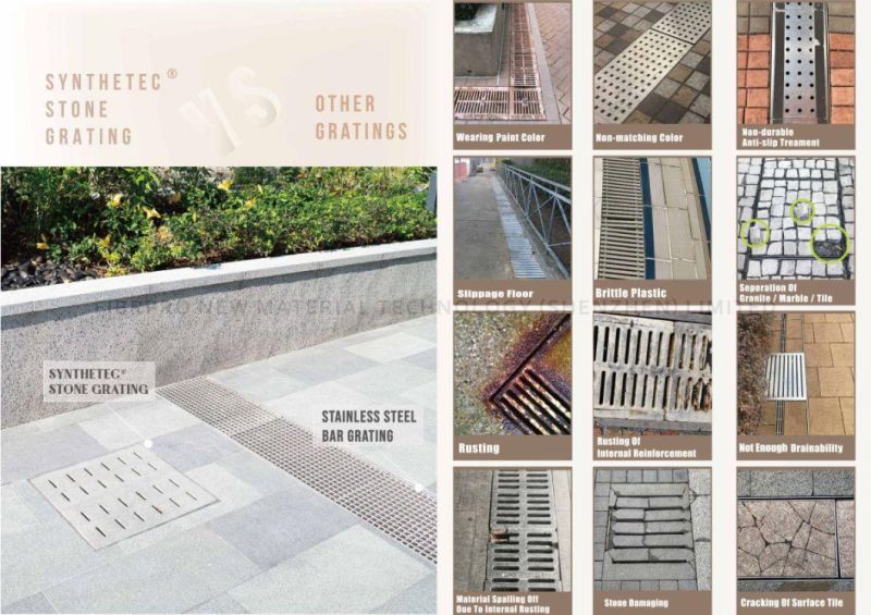 Fibrpro Reinforced Stone Decorative FRP/GRP En124 Channel Manhole Grating & Cover