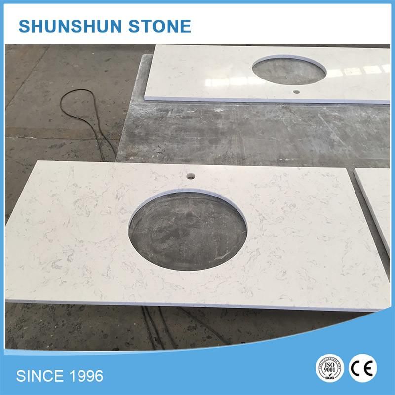 Artificial White Sparkle Quartz Stone Countertop for Kitchen