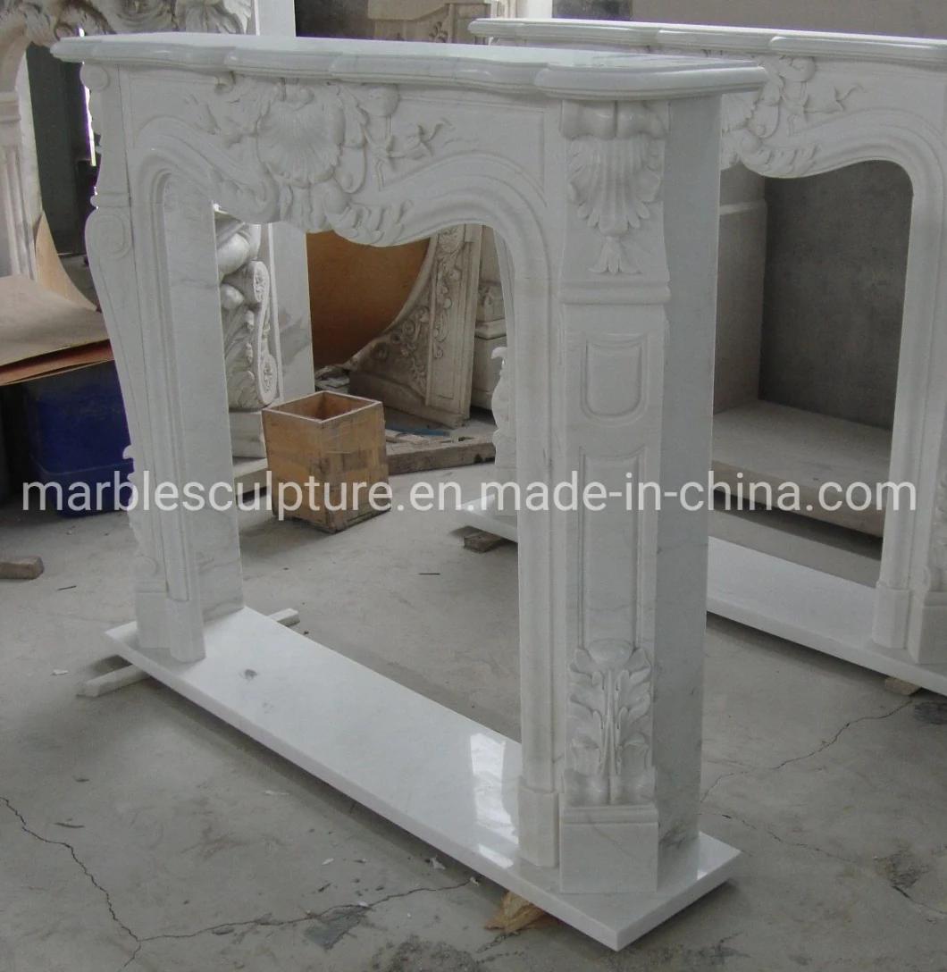 Cheap Price Classic White Marble Fireplace in Stock (SYMF-283)