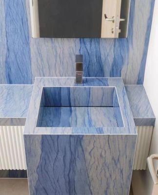 Luxury Stone Polished Indoor Decoration Macaubas Blue Slab Granite Vanity Top