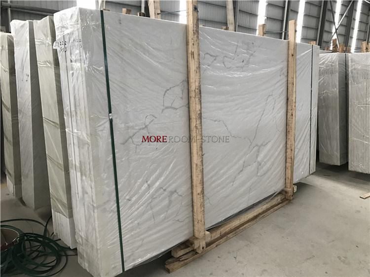 Engineered Stone Kitchen Countertop Calacatta White Marble Quartz Stone Slab