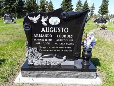 Black Granite Cemetery Upright Headstone