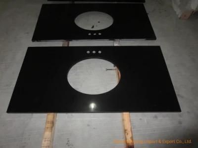 Pure Black Quartz Vanity Tops for Bathroom (YQ-030K)