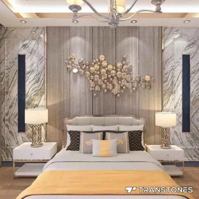 Polished Interior Decorated 3D Wood Veins Hotel Room Resin Wall Panel