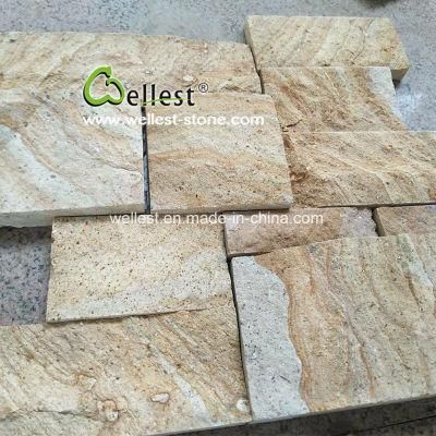 Natural Split Surface Sawn Cut Edge Light Beige Stone Ashlar Pattern