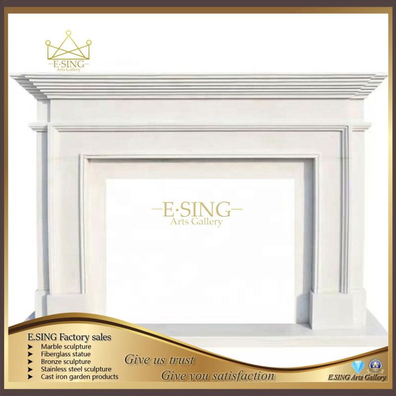 White Indoor Marble Surround Stone Fireplace Mantels