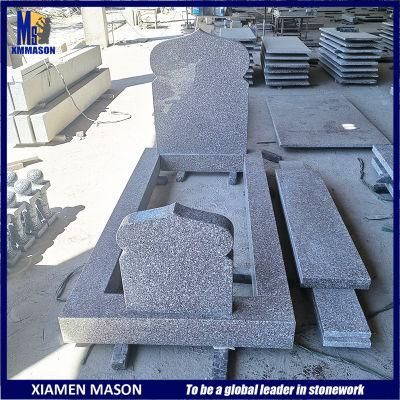 Muslim Style Large China Grey Granite Double Kerb Tombstone