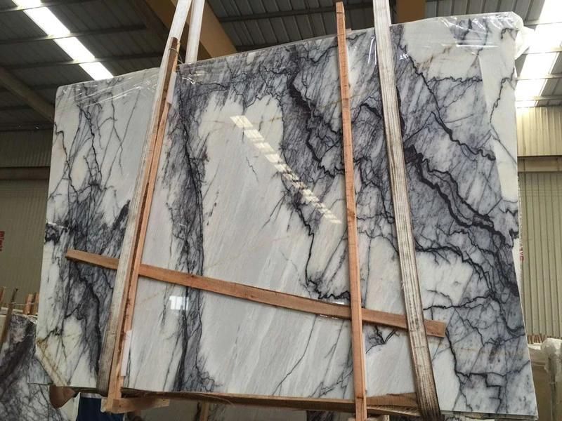 China Natural Lilac White Marble Slab for Round Dining/Coffee Table/Flooring/Wall/Countertop