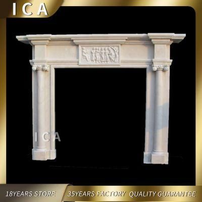 Popular Simple White Stone Marble Electric Fireplace for House