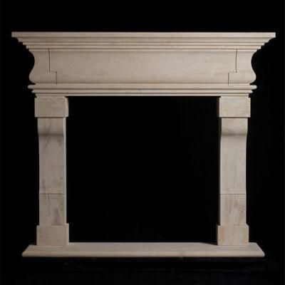 Beige Earth Travertine Italian Tuscan Carving Fireplace