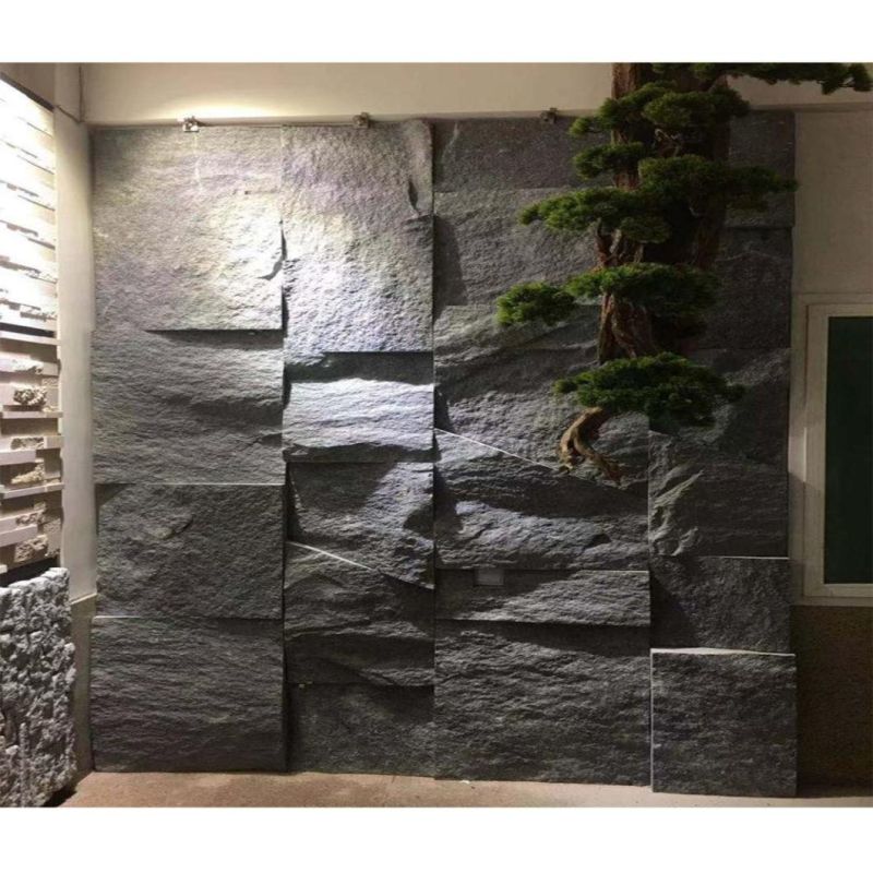 Natural Stone Tile Gardern Design Exterior Black Mushroom Granite Wall Cladding