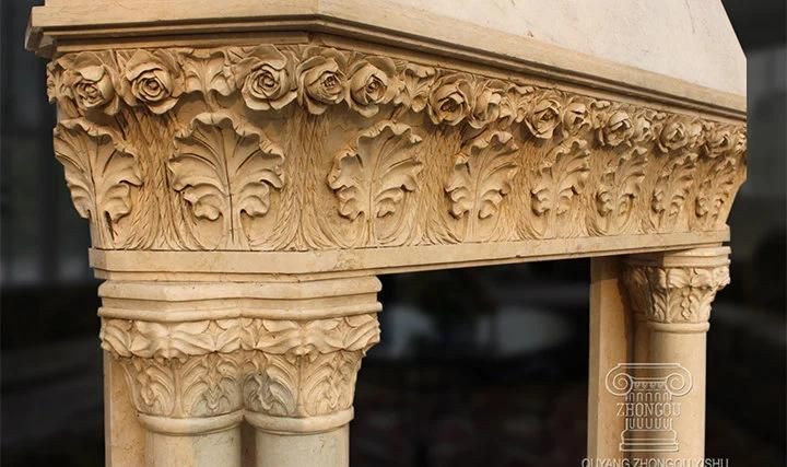 Stone Granite Carving Good Hand-Carved Quality Overmantel Marble Fireplace