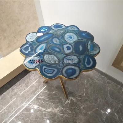 Luxury Gemstone Series Custom Blue Agate Table Top