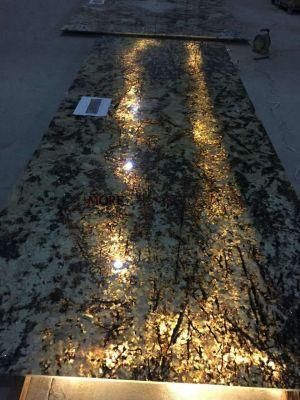 Backlit Translucent Gemstone Series Black Rose Marble Stone Slab for Hom Decor
