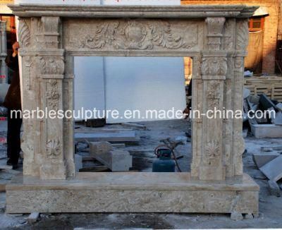 High Quality Hand Carved Antique Travertine Stone Marble Fireplace (SY-MF376)