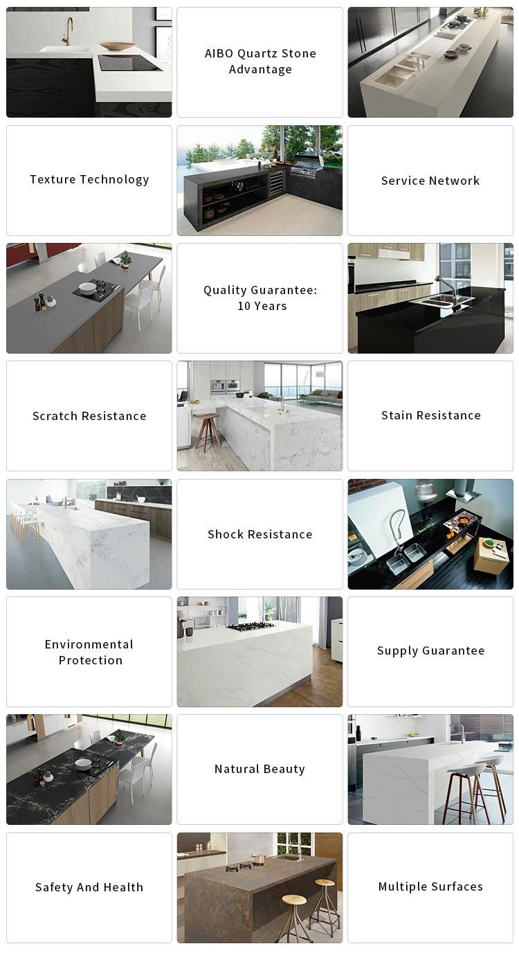 Polished Surfaces Engineered Quartz Stone Slab with NSF SGS Certification for Kitchen Countertop