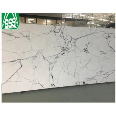 Attractive Design White Quartz Stone Slab with Vein for Worktop Countertop Solid Surface