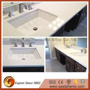 Light Grey Quartz Bathroom Vanity Top for Hotel / Commercial Projects