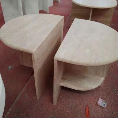 High Quality Home Decor Travertine Stone Coffee Table Marble Side Table for Bed Rooms