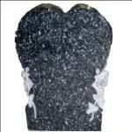 Blue Pearl Wings Around Heart Headstone Monument, Headstone Tombstone